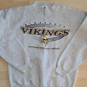 Vintage 90s Gray Minnestota Vikings Sweatshirt Logo Athletic Large